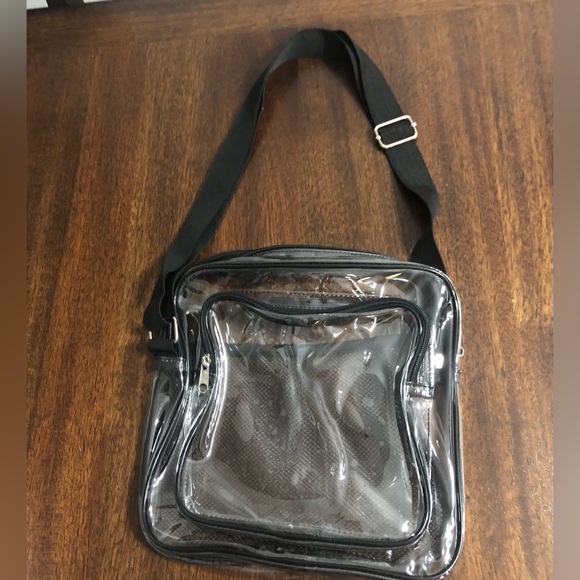 crossbody shoulder clear square bag purse front square zip pocket top zip.12X11 - Picture 2 of 3
